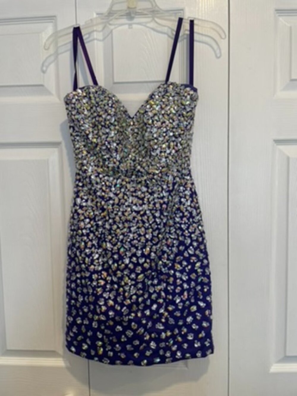 Mori Lee Beaded Cocktail Dress – Purple/Blue